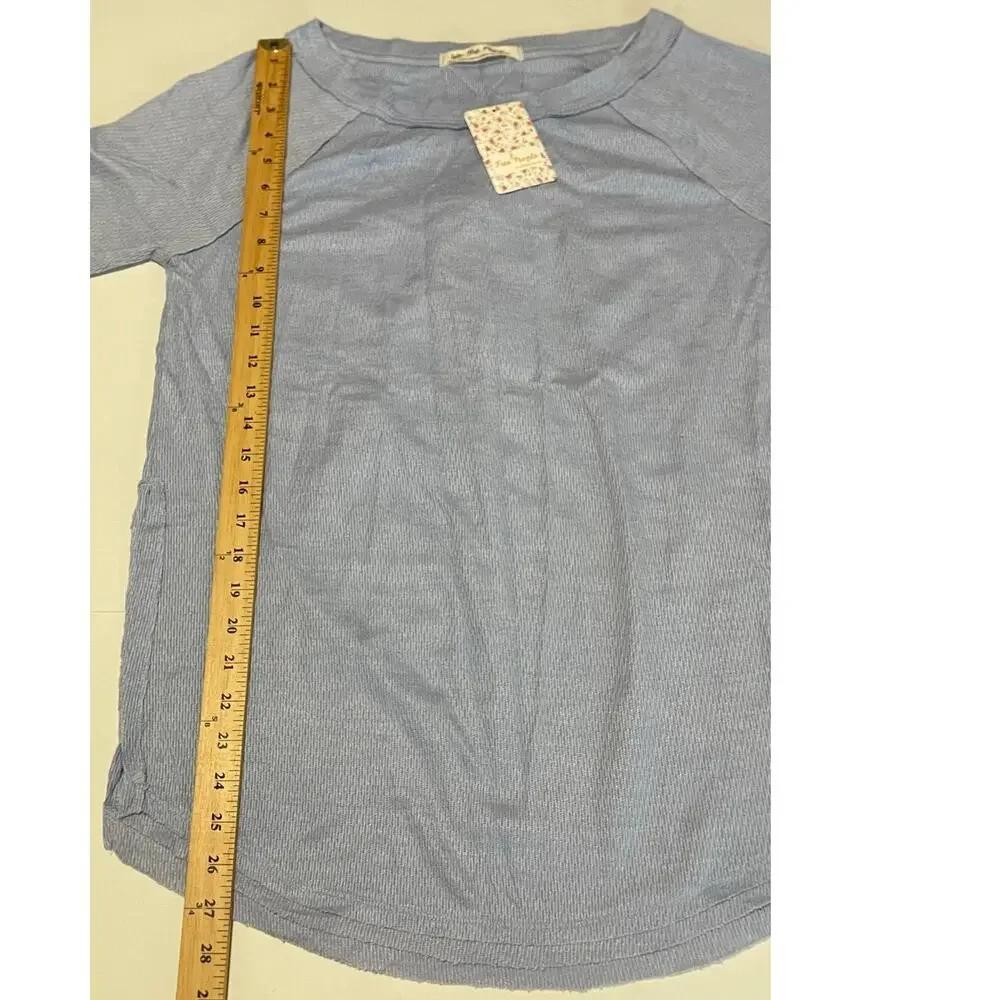 Free People We The Free Snowy Thermal Top Oversized In The Rain Blue Size XSmall